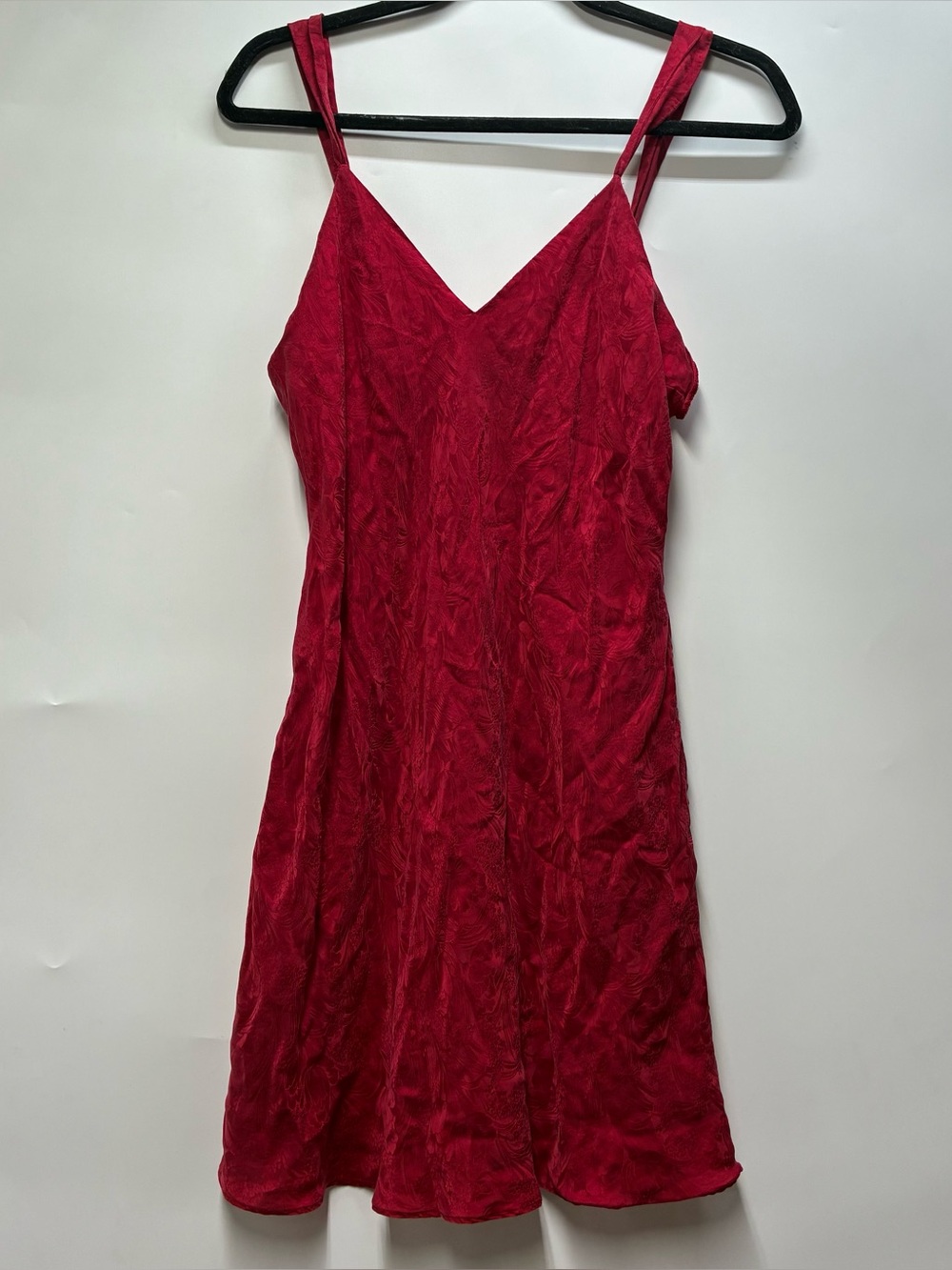 Vintage 90s August Silk Large Red Floral Mini Slip Dress Sexy Going Out Party